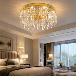 Luminaires en cristal LED décoratifs de luxe modernes, plafonniers à 3 couleurs changeantes pour chambre à coucher, salon, restaurant - Product Image 2