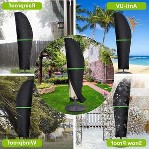 Housse de parasol d'extérieur en polyester noir imperméable, forme banane, design minimaliste pour terrasse - Product Image 2