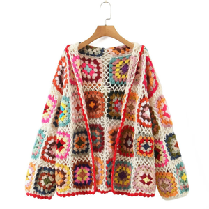 <span class=keywords><strong>Pull</strong></span> carré <span class=keywords><strong>crochet</strong></span>é à la main pour femme, à la mode, au début du printemps, Offre Spéciale - Product Image 1