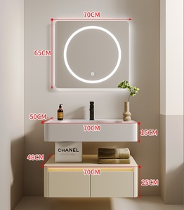 Wholesale Custom High-quality, Simple European-style Luxury Wooden Floating Bathroom <b>Vanity</b> with Sink and <b>Mirror</b> - Product Image 4