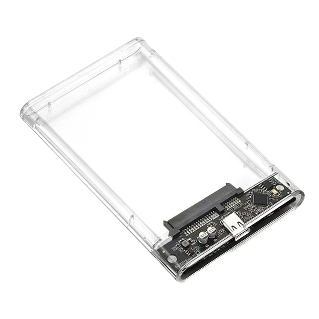Hot selling 2.5-inch hard drive case, transparent plastic external SATA case, portable USB 2.0 to SATA case