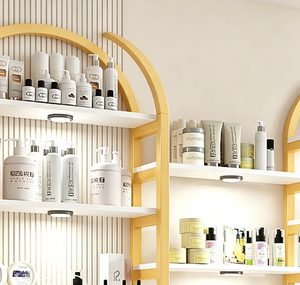 Exhibidor Arqueado, Estante de Exhibición para Minoristas, Estructura de Madera, Soporte para Empaques de Cosméticos y Bebidas, para Pared de Tienda o Salón - Product Image 2