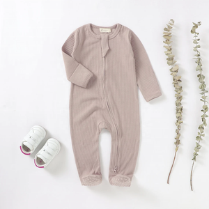 Waffel-Babystrampler Neugeborenen-Schlafanzüge 0-2 Jahre Geschlechtsneutrale Babykleidung Babyparty Neugeborenen Gerippte Overalls - Product Image 2