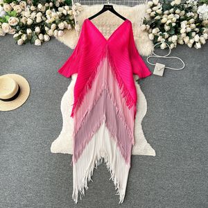 Vestido Maxi de <span class=keywords><strong>Mujer</strong></span> con Cuello en V, Diseño de Temporada Verano 2025, con Borlas y Detalles de Patchwork, Venta al Por Mayor para Boutiques - Product Image 2