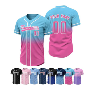 Maillot de softball personnalisé imprimé pour équipe, à boutons, bicolore, maillot de baseball personnalisé par sublimation, vente en gros - Product Image 1