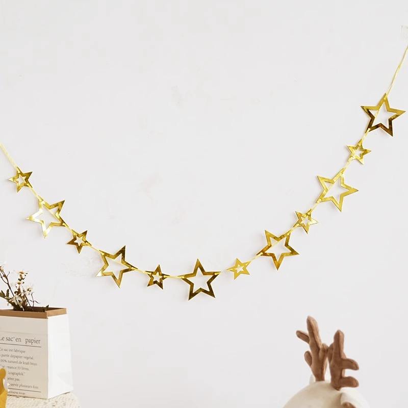 SKU-04- Hollow five-pointed star pull flag gold