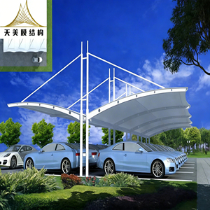 Cocheras Impermeables con Estructura de Membrana Tensada de Acero Q235, PVDF y PTFE, <span class=keywords><strong>Precio</strong></span> de Fábrica, <span class=keywords><strong>para</strong></span> Estacionamiento de Autos - Product Image 1