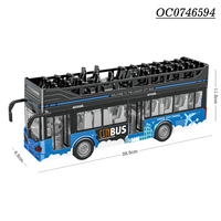 Bus à Deux Étages Jouet pour Enfants Bleu à Porte Ouverte à Friction avec Lumière et Son