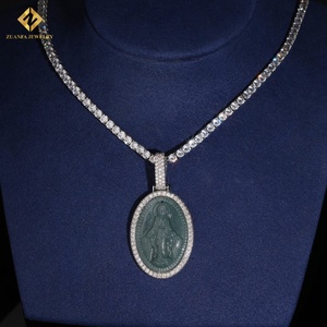 Vente flash Pendentif en moissanite taille brillant rond VVS Pendentif en jade vierge HipHop Pendentif en argent sterling 925 Passe le test du diamant GRA - Product Image 4