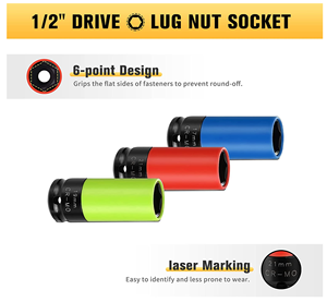 JUEGO DE TOMAS MANUAL/DE IMPACTO DE 3 TUERCAS CON PROTECTOR DE RUEDA 1/2 "DRIVE 17/19/21mm - Product Image 4
