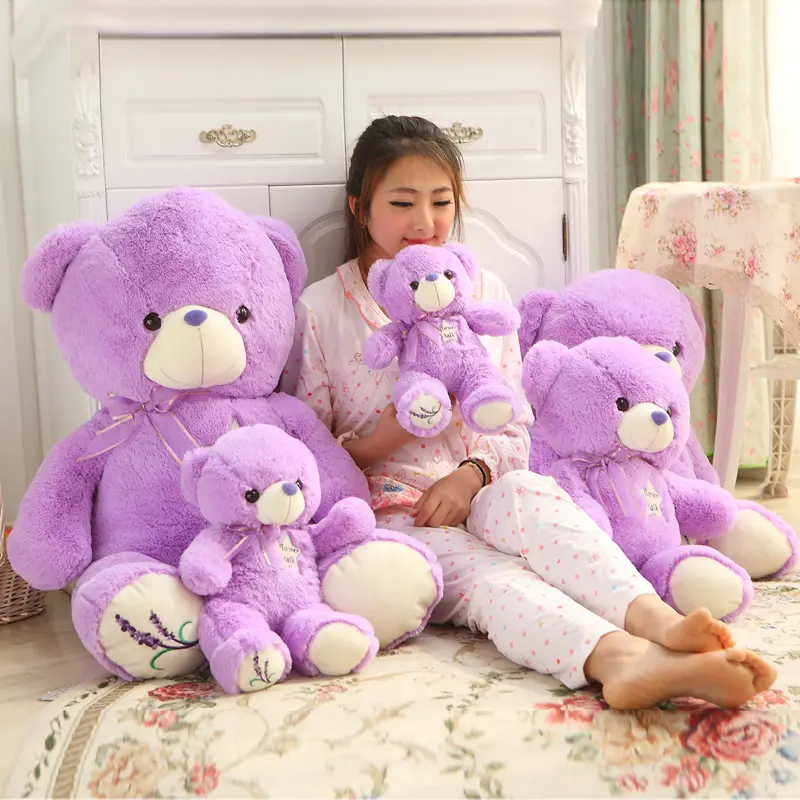Custom stuffed bear animal wholesale new purple cute teddy bear plush toys