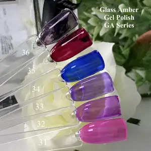 Glass Amberジェルポリッシュ透明色uvジェルプライベートラベルOEMソークオフuvジェルポリッシュ