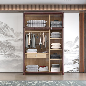 Hengke Furniture Solid Wood <b>Wardrobe</b> 4 Door <b>Large</b> Capacity Bedroom Storage Cabinet - Product Image 3