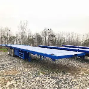 Preço Barato 3 Eixos 20ft 40ft Container Frame Usado Flat Bed Semi Trailer Com Bloqueio Do Recipiente