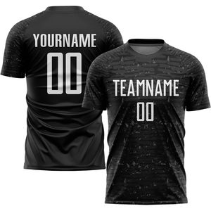 Conjunto de Camiseta de Fútbol Personalizada Sublimada 100% Poliéster con Cuello Redondo, Unisex, Negra, Absorbente de Humedad, Manga Corta, Uniformes de Equipo con Nombre - Product Image 2