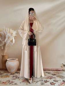 Abaya ouverte de luxe brodée, hijab, écharpe, robe musulmane, kimono, cardigan, caftan, vêtements islamiques pour femmes, Eid, vêtements arabes, Abaya de Dubaï - Product Image 3