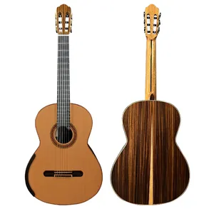 China Aiersi Supply Top Kwaliteit Yulong Guo Handgemaakte Dubbele Cedar Top Kamer Concert Klassieke Gitaar Met Gratis Glasvezel Case