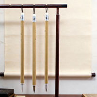 Set di 3 Pennelli per Calligrafia in Pelo Misto, Logo Personalizzato al Laser, Confezione Regalo in Legno Massiccio, Regalo Aziendale