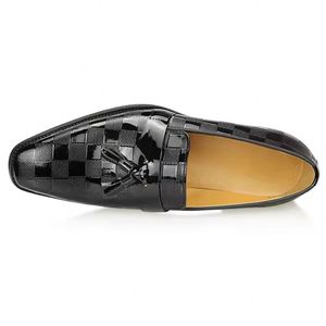Autumn Luxury Designer Men's Tassel Casual <b>Shoes</b> Business Wedding Oxford <b>Shoes</b> Black Plaid Design <b>Height</b> <b>Increasing</b> Slip-On - Product Image 3