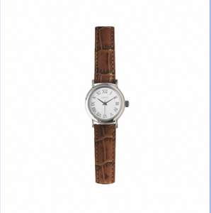 Montre-bracelet classique GBHW, argentée et marron, montre à quartz de luxe, élégante montre analogique pour femmes avec bracelet en cuir véritable - Product Image 3