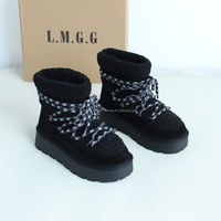 Nouvelles Bottes de Neige Montantes UGS pour Femme 2025 – Cuir Véritable Imperméable, Chaudes et Confortables avec Laine Imprimée – Meilleures Ventes du Designer