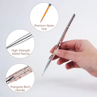 Pinceaux à ongles triangulaires à manche en bois 8/11/13MM, outils de nail art, stylos de précision pour gel UV, dessin de fleurs, fournitures pour ongles