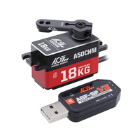 AGFRC A50CHM 18KG alto Torque 8,4 V bajo perfil sin núcleo programable Digital Metal Gear Servo RC Racing Car Robot