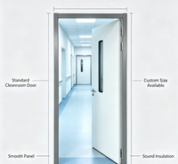 Porte battante manuelle pour salle blanche, porte simple pour salle blanche médicale avec fenêtre d'observation, panneau lisse insonorisé