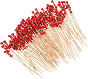 Hot bán dùng một lần màu đỏ và màu vàng đôi Bead tre trang trí trái cây thực phẩm món khai vị Picks <span class=keywords><strong>Stick</strong></span> - Product Image 1