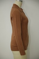 Cardigan en tricot zippé pour femme, col rabattu, manches longues, coupe ajustée, veste décontractée