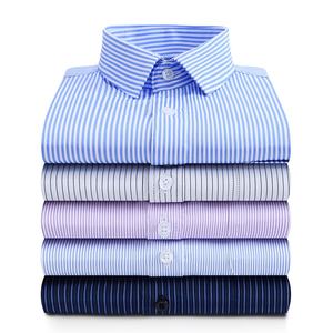 <span class=keywords><strong>Chemise</strong></span> professionnelle pour <span class=keywords><strong>homme</strong></span> 2025, haut à manches longues, rayée bleue, infroissable, pour le travail, pour le printemps, l'automne, pour les travailleurs d'âge moyen - Product Image 1