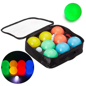 Arka bahçe ve bahçe çim oyunları için karanlıkta 90 MM ışıklı Bocce top seti çim grounder seti kızdırma