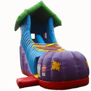 Château gonflable à thème de chaussures de conte de fées, avec toboggan et motif de bottes originales, pour la location de fêtes d'anniversaire pour enfants - Product Image 1