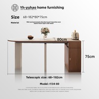 Table à manger rectangulaire moderne pliable et extensible en bois massif travertin crème, gain de place, pour mobilier de salle à manger