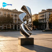 Escultura Contemporánea de Acero Inoxidable Pulido para Exteriores, Diseño Abstracto 3D Retorcido, para Decoración de Centros Comerciales y Plazas Públicas