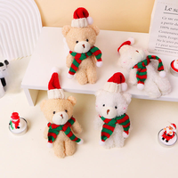 Gantungan Kunci Boneka Beruang Natal Lucu Grosir, Syal Merah Muda, Boneka Penghilang Stres Lembut, Ornamen OEM