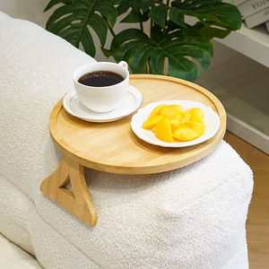 Bamboo Sofa Armrest Tray With Phone Holder For Couch Snack <b>Storage</b> <b>Box</b> - Product Image 2