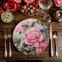 Assiette de présentation Xiangjin, vente chaude, moderne, en plastique, peinte à la main, 13 pouces, vaisselle élégante pour mariages, festivals, fêtes, table