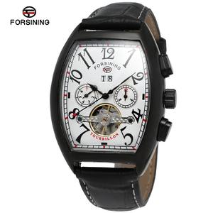 Pour Forsining hommes mode automatique mécanique Tourbillon montres vente chaude bracelet en cuir cadran en verre fenêtre 22mm bande pointeur - Product Image 2