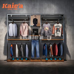 Diseño de interiores, venta al por menor, ropa de pared, soporte de exhibición de ropa, boutique de moda, <span class=keywords><strong>camiseta</strong></span>, ropa, estante de exhibición de Metal - Product Image 1