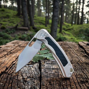 Couteau pliant Premium en titane G10, lame en acier D2 usinée CNC, outil EDC haut de gamme, couteau de cuisine, OEM disponible, DIY <span class=keywords><strong>Bowie</strong></span> - Product Image 5