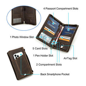 Оптовая продажа: Кожаный семейный органайзер для паспортов и документов, дорожный чехол-клатч для карт и телефона с RFID-защитой от потери - Product Image 4