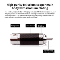Connecteur RCA plaqué rhodium avec blindage en fibre de carbone, ouverture de 10 mm, pour systèmes audio HiFi et amplificateurs