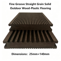 Plancher composite solide à grain droit et rainures fines, écologique, antidérapant, en bois-plastique, 140mmx25mm, étanche pour jardin