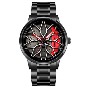 Reloj de Cuarzo para Hombre con Diseño Popular, Acero Inoxidable, Hebilla Plegable Simple, Resistente al Agua 3ATM, Esfera Personalizada con Diseño de Rueda - Product Image 2