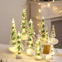 JIAXUN Décoration de Noël de bureau en forme de flocon de neige lumineux avec aiguilles de pin, veilleuse d'ambiance pour intérieur, cadeaux