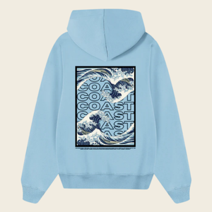 Felpa sportiva oversize da <span class=keywords><strong>uomo</strong></span> con cappuccio blu chiaro con cappuccio personalizzata invernale di alta qualità all'ingrosso con tracolla - Product Image 2