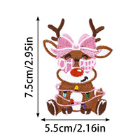 Parches Termoadhesivos Bordados de Navidad: Muñeco de Nieve, Papá Noel Rosa de Dibujos Animados, Ciervo y Bebé Papá Noel