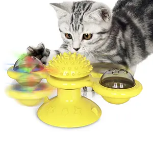 Кошка-головоломка кошачья мята мяч игрушки взаимодействие с вращающаяся ветряная мельница кисточки всасывания к стене Массажная расческа игрушки для кошек аксессуары