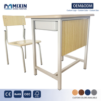 Ensemble de bureau et chaise scolaire moderne de haute qualité, écologique, avec plateau en bois pour une utilisation en classe, montage facile